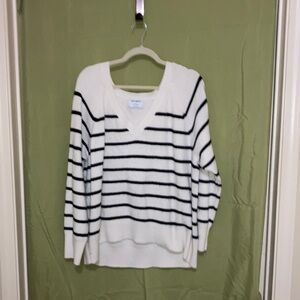 Old Navy Women's V-Neck Sweater - Black and White Stripes